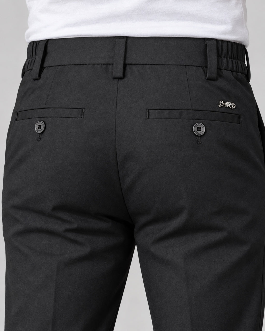 Men’s Tailored Trousers – Deep Black - back detail