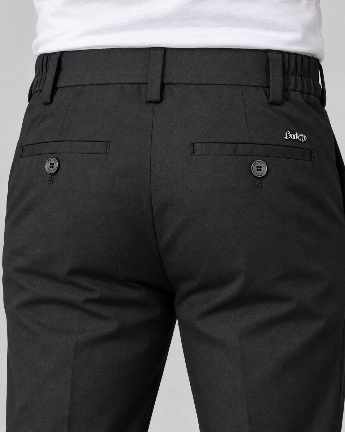 Men’s Tailored Trousers – Deep Black - back detail