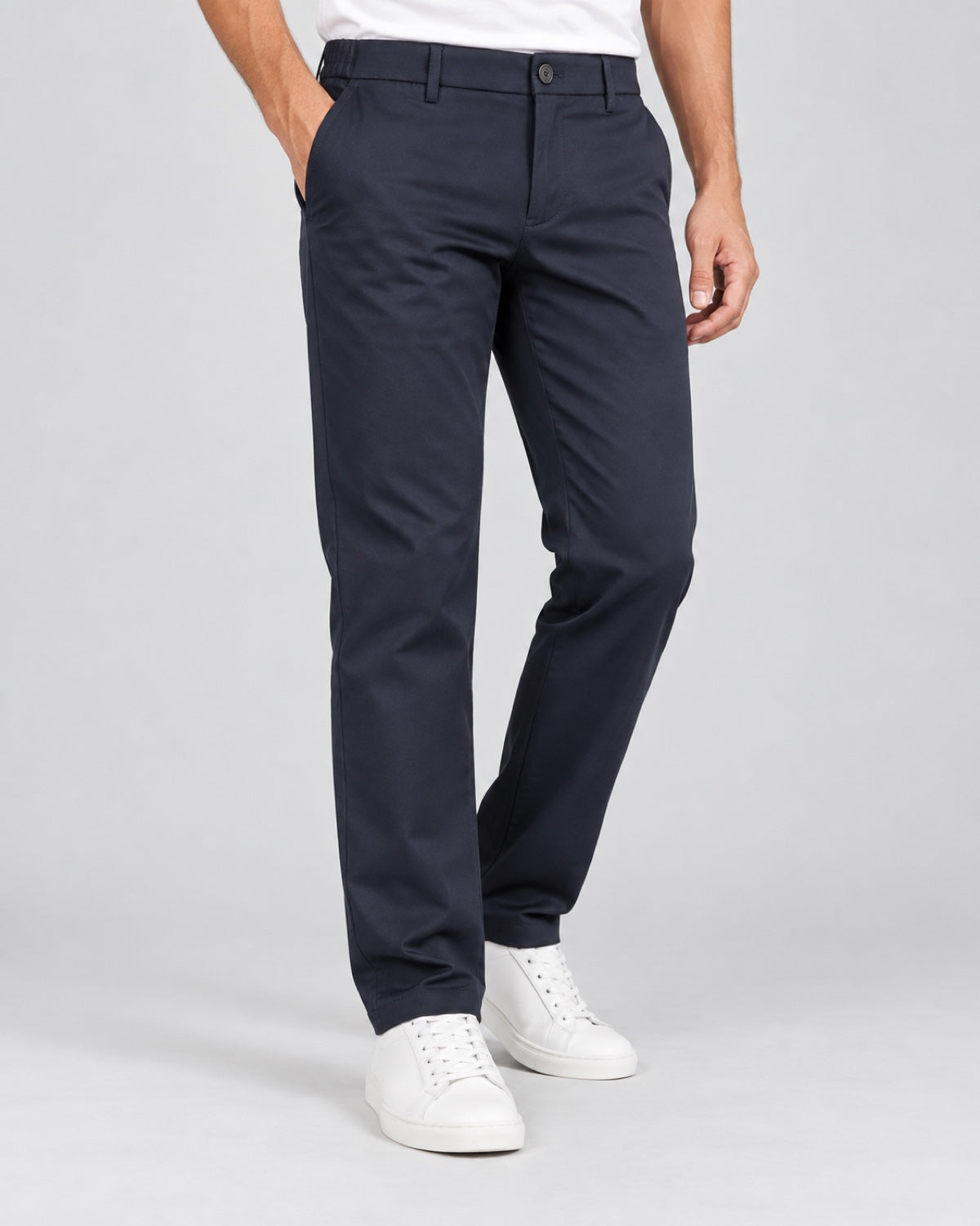 Men’s Side-Tab Tailored Trousers – Ink Navy - angled front