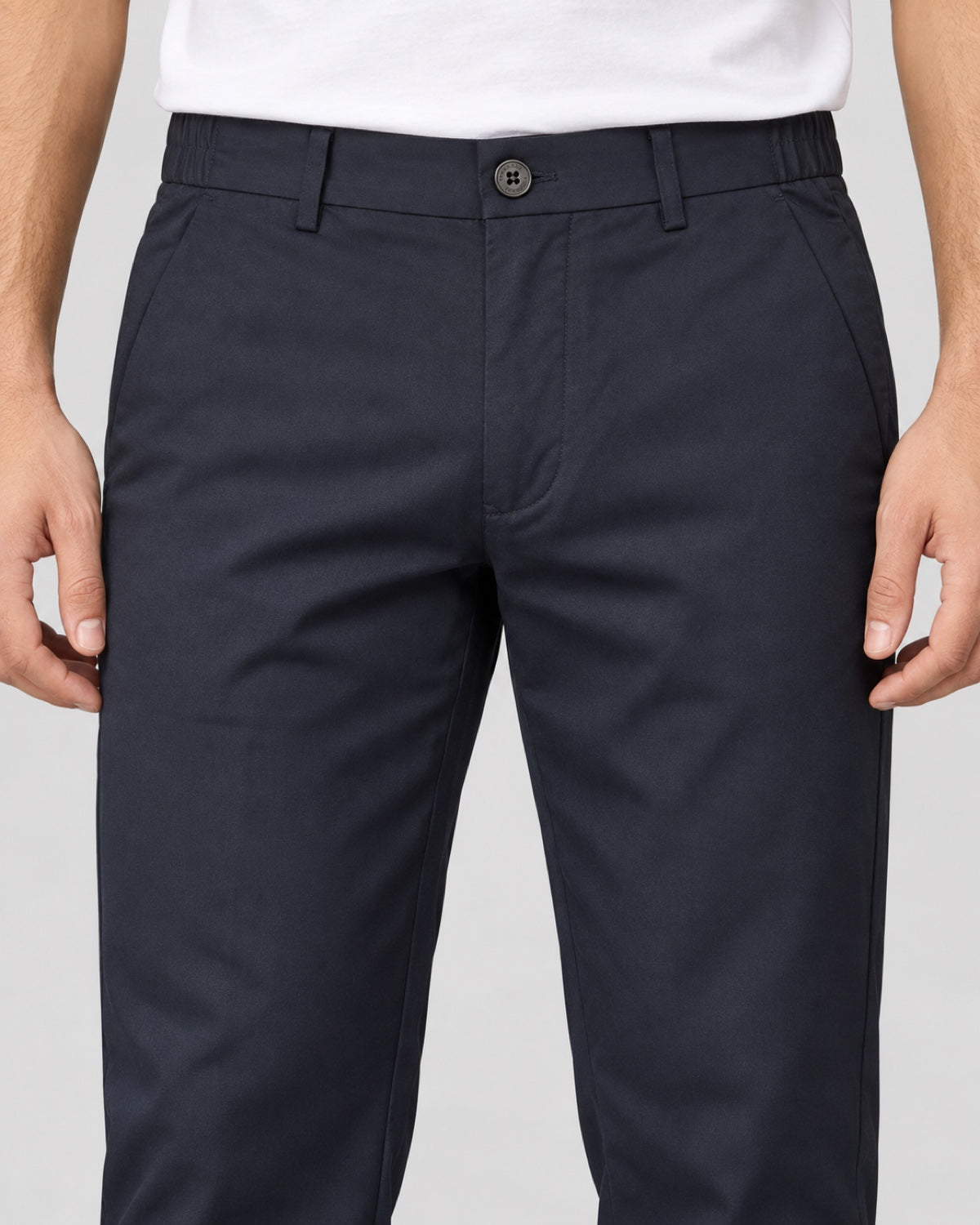 Men’s Side-Tab Tailored Trousers – Ink Navy - front detail