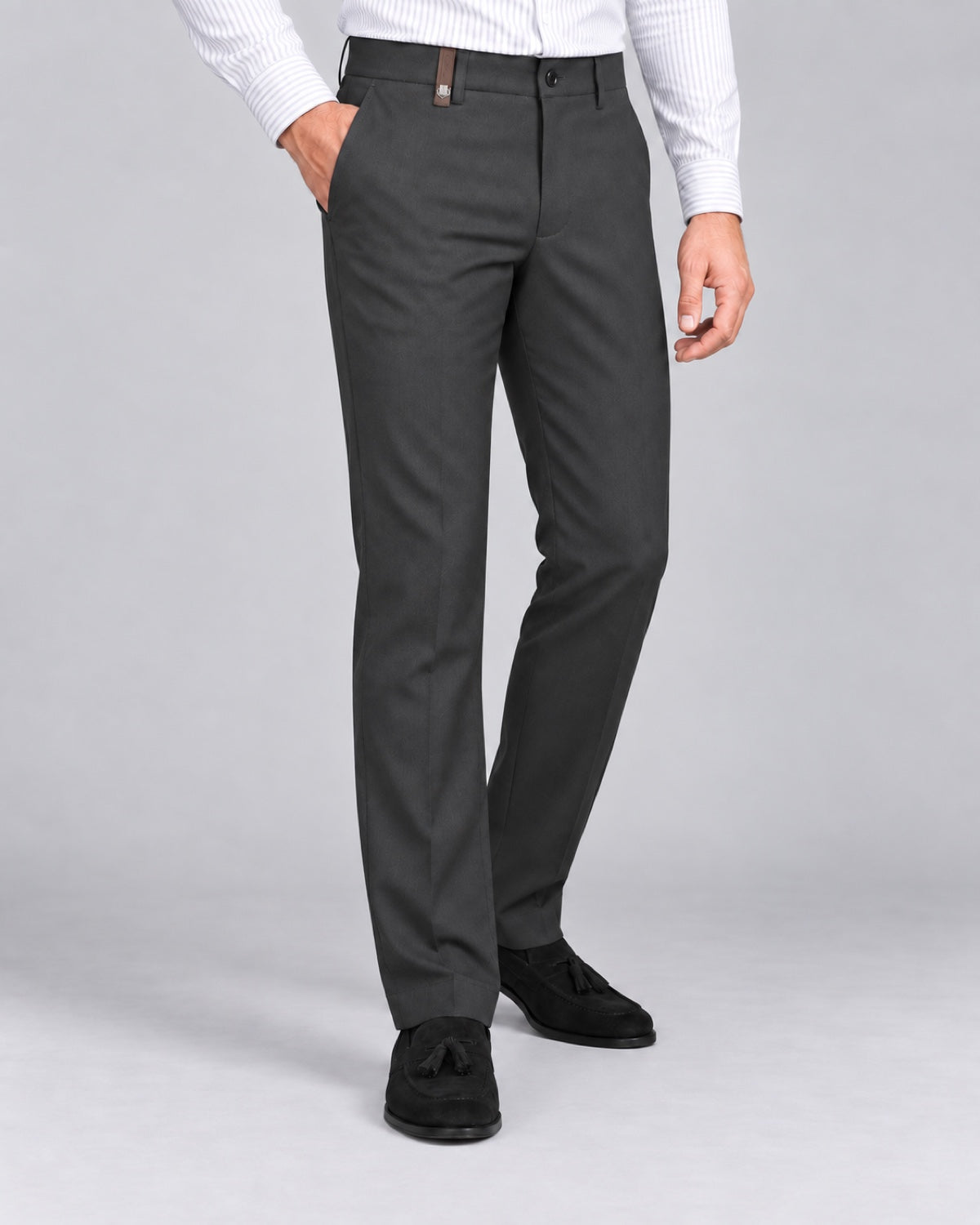 Men’s Dark Grey Formal Trousers - angled front