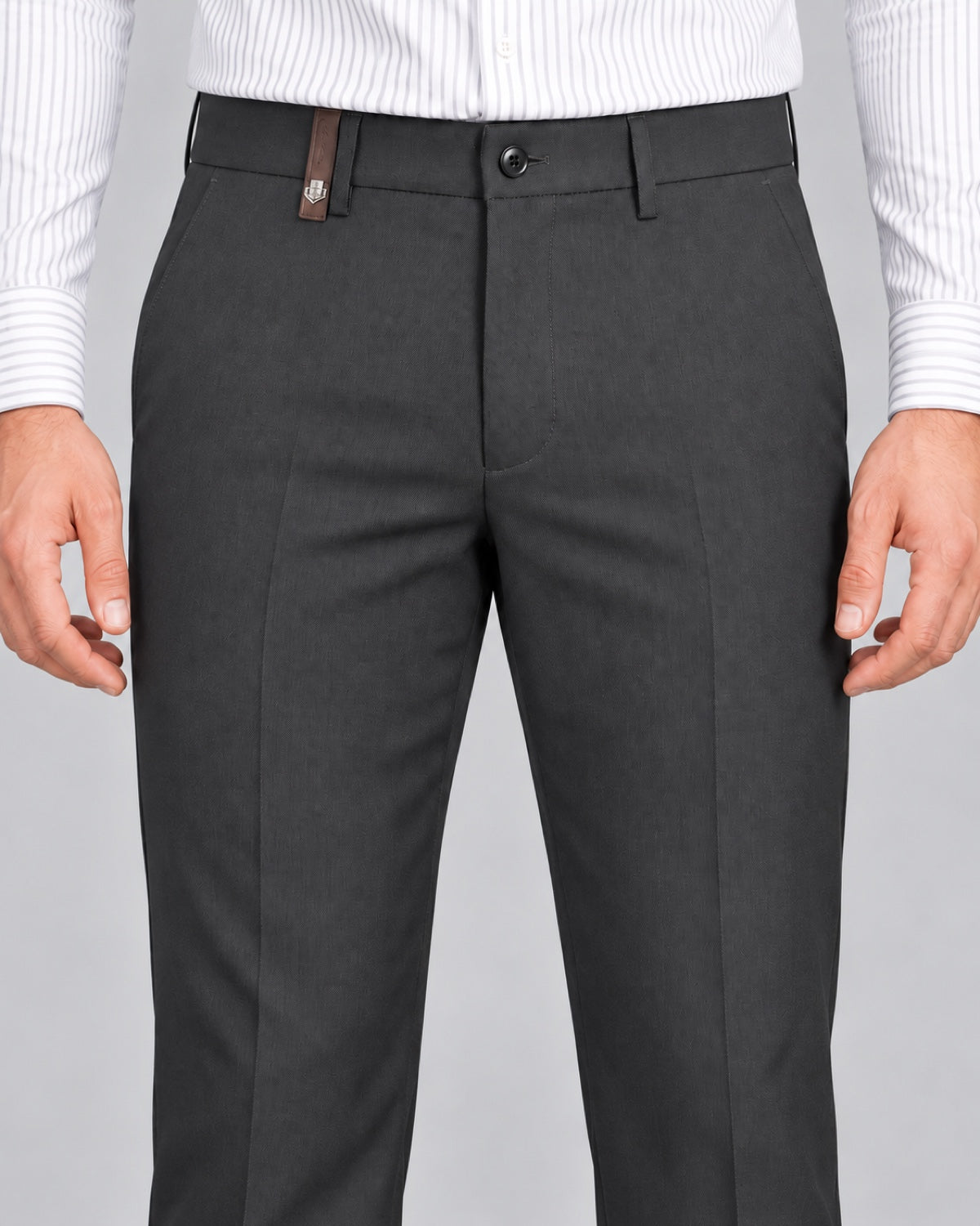 Men’s Dark Grey Formal Trousers - front detail