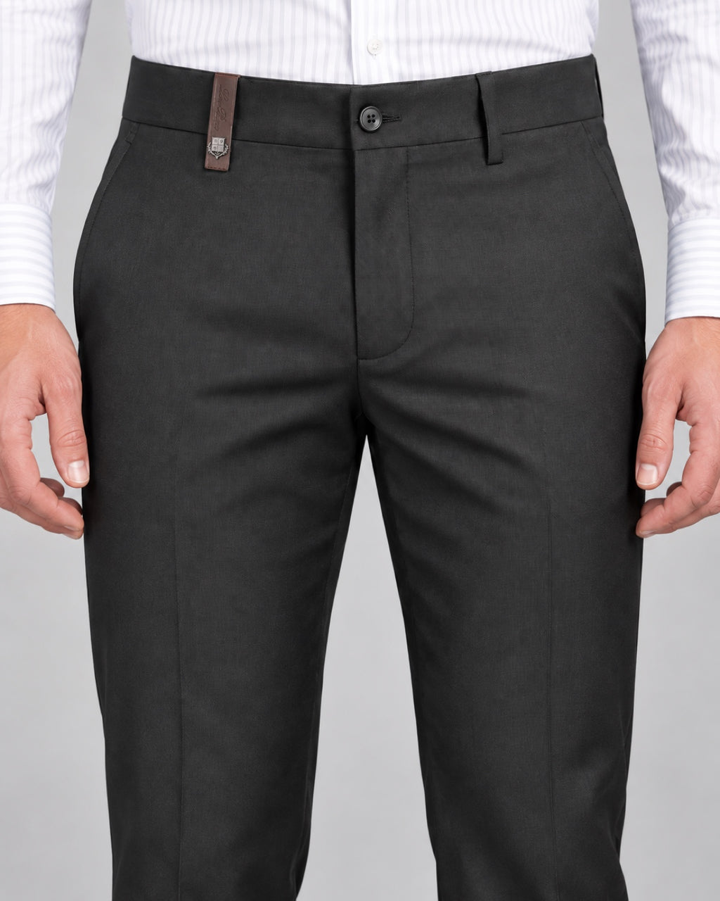 Men’s Graphite-Charcoal Formal Trousers - front detail