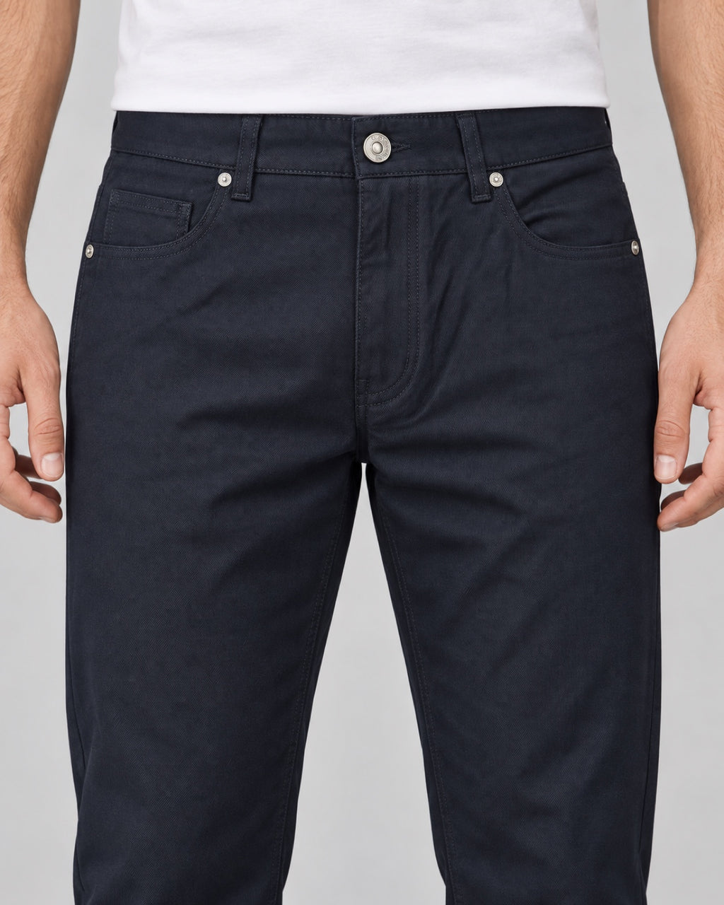 Men’s Five-Pocket Trousers – Midnight Navy - front detail