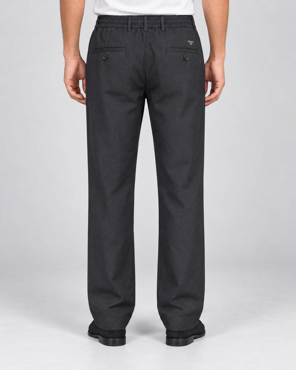 Men’s Deep-Charcoal Pleated Trousers - back view