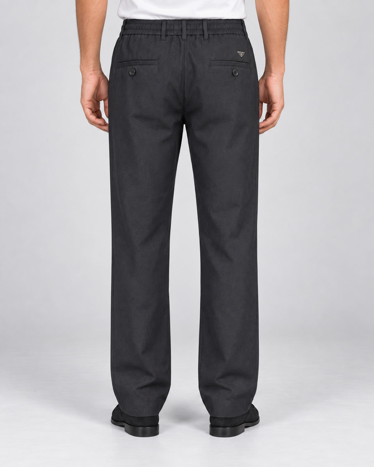 Men’s Deep-Charcoal Pleated Trousers - back view