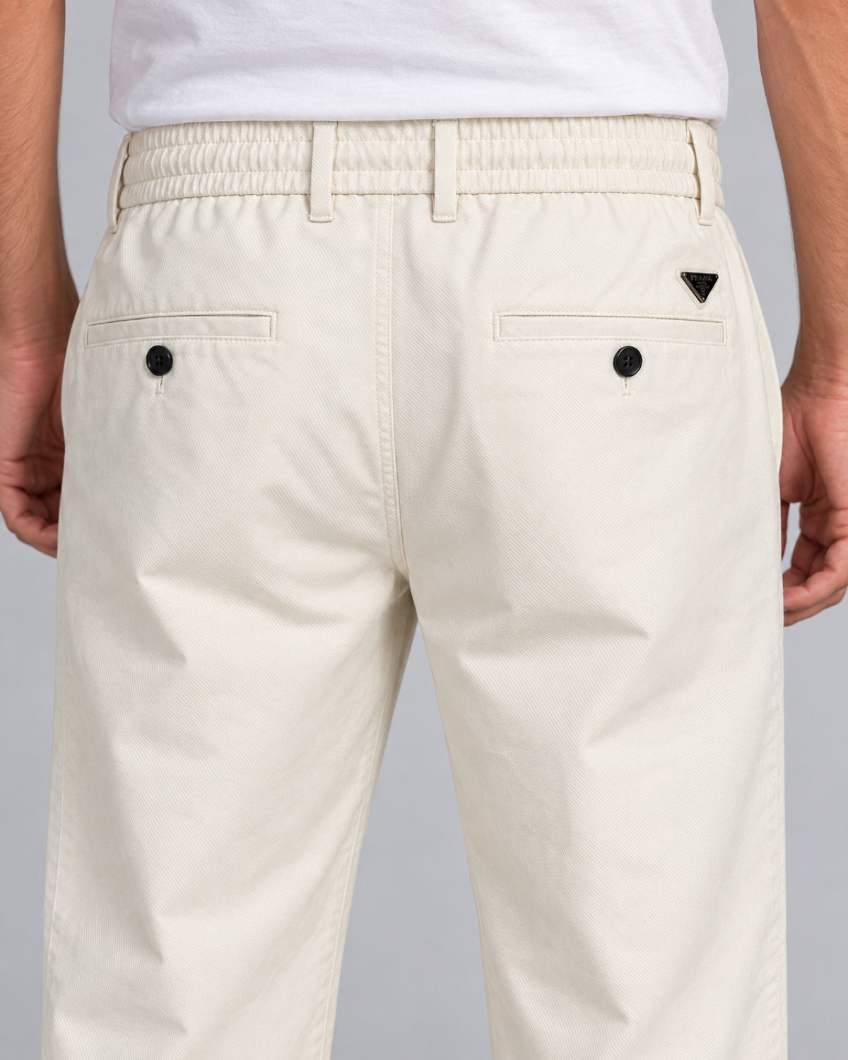 Men’s Warm-Ivory Drawstring Trousers - back detail