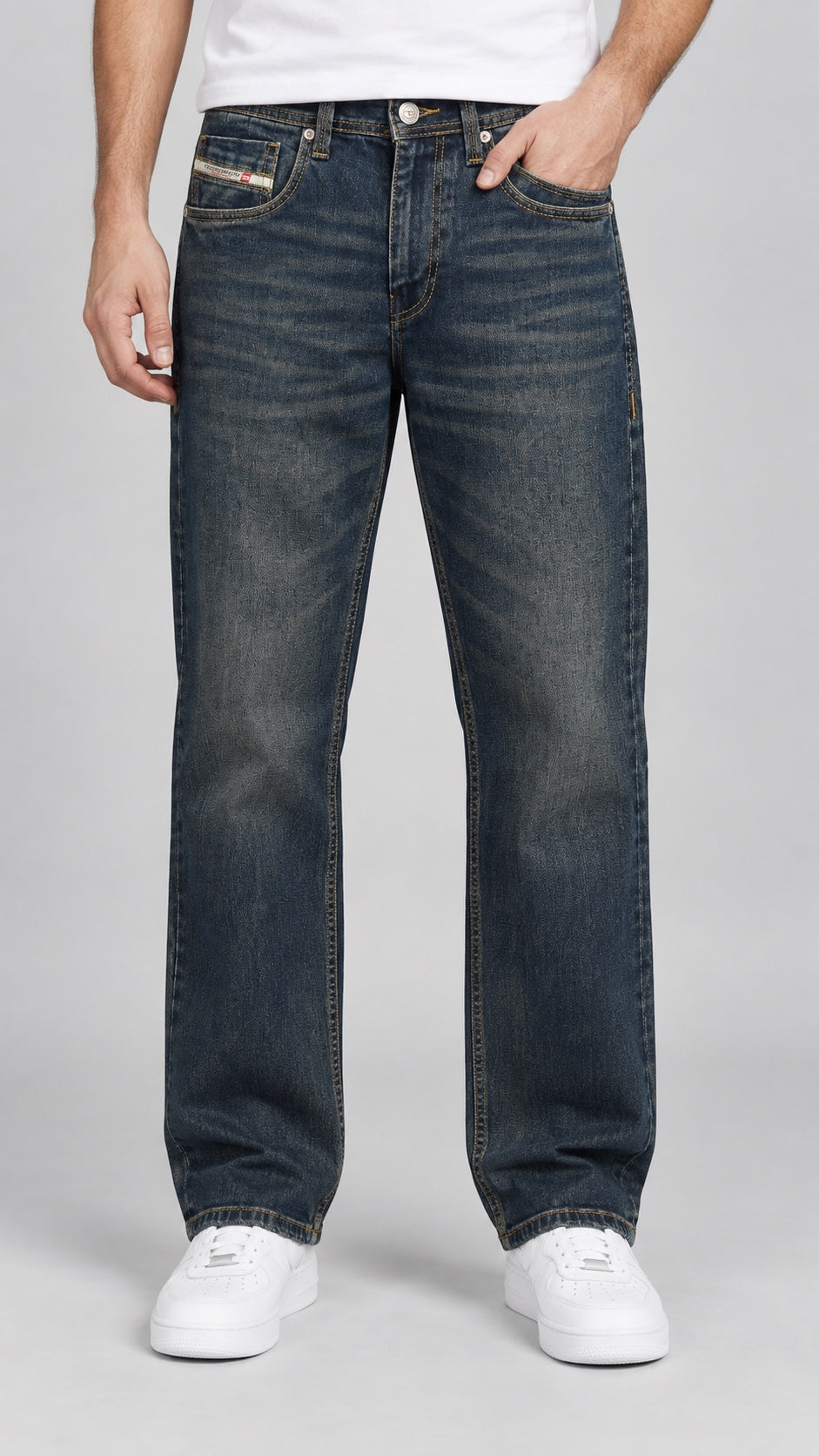 DSL — Men’s Wide-Bottom Straight-Fit Jeans – Dark Vintage Indigo — front