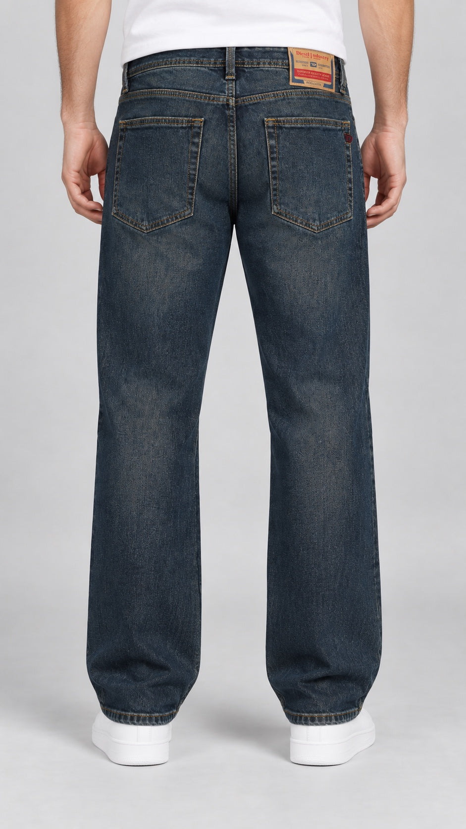 DSL — Men’s Wide-Bottom Straight-Fit Jeans – Dark Vintage Indigo — back