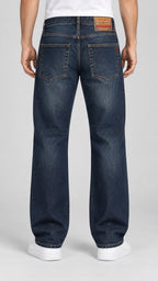 DSL — Men’s Wide-Bottom Straight-Fit Jeans – Deep Indigo Whiskered