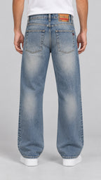 DSL — Men’s Wide-Bottom Straight-Fit Jeans – Light Vintage Blue
