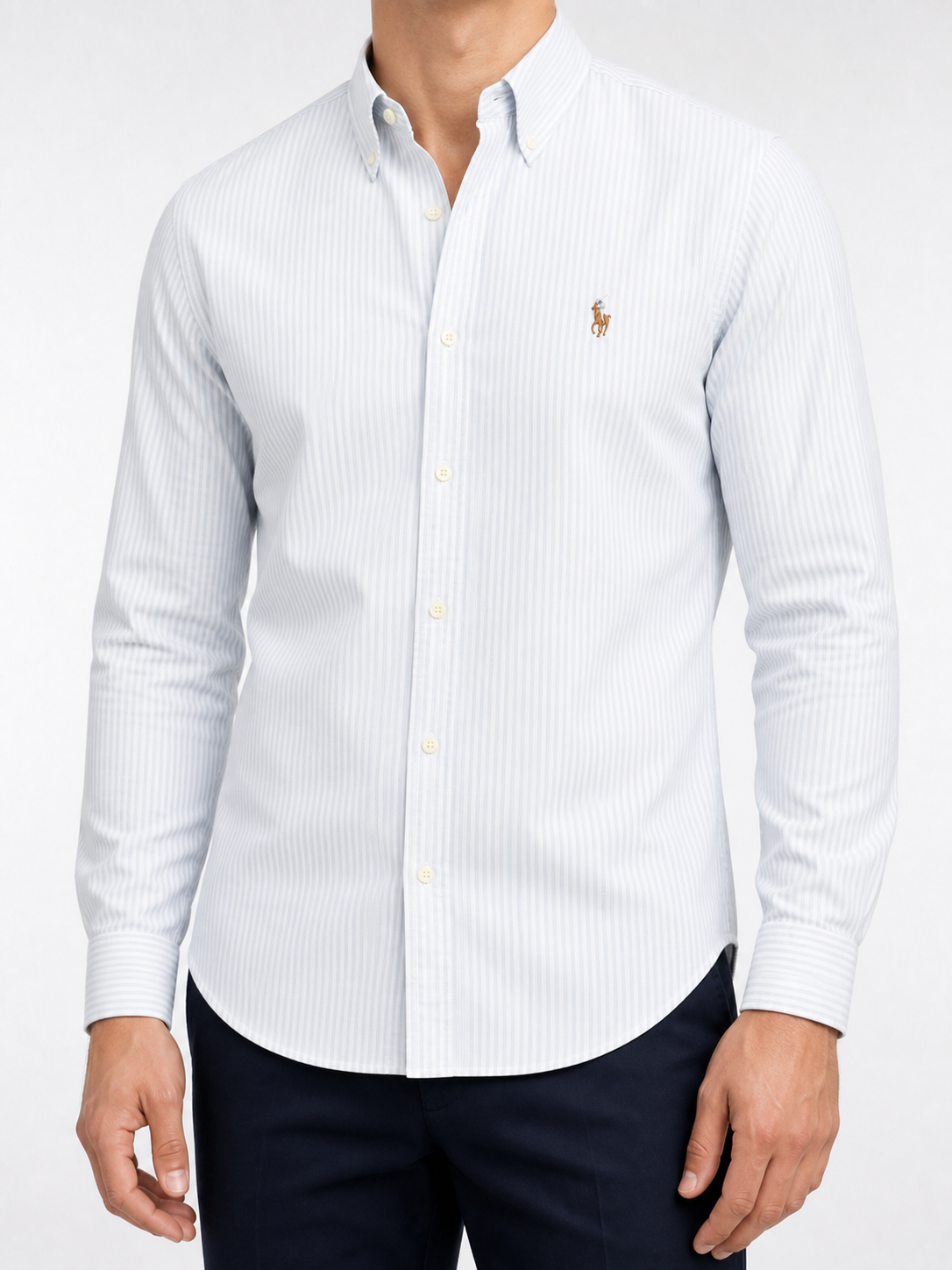 RL Powder Blue Pinstripe Shirt — no face