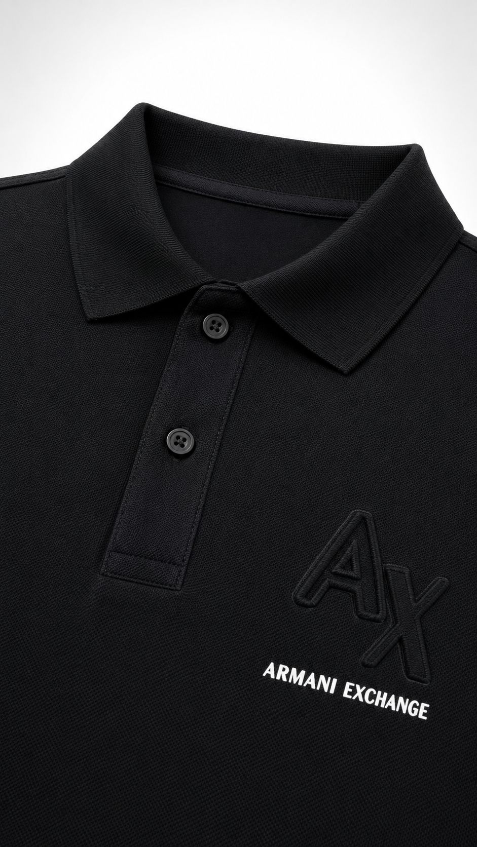 Men’s Black Embossed-Logo Polo T-Shirt - view 3