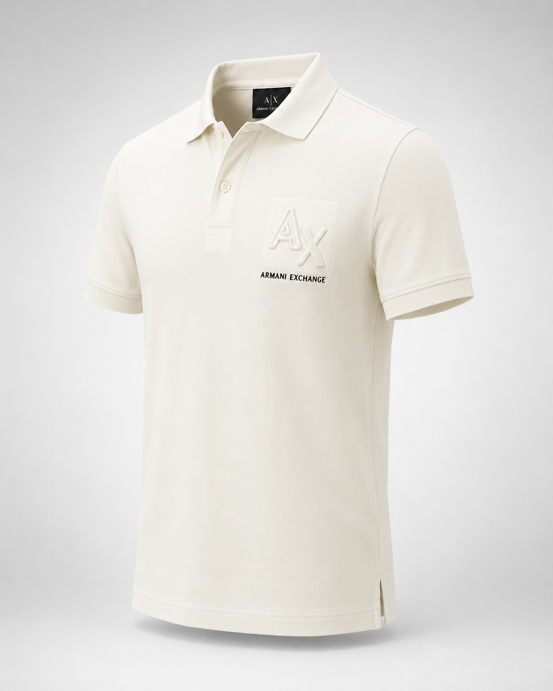 Men’s Cream Embossed-Logo Polo T-Shirt - view 2