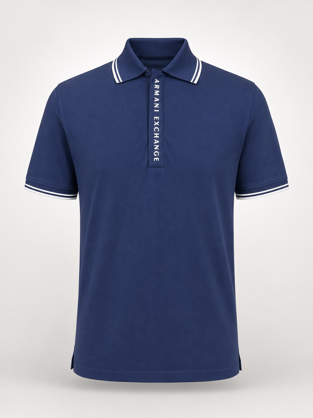 Men’s Navy Blue Zip-Placket Polo T-Shirt - front view