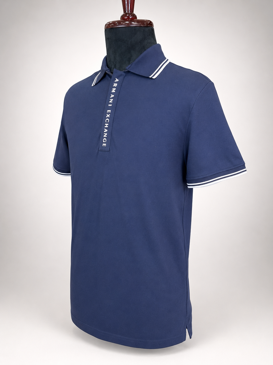 Men’s Navy Blue Zip-Placket Polo T-Shirt - view 3
