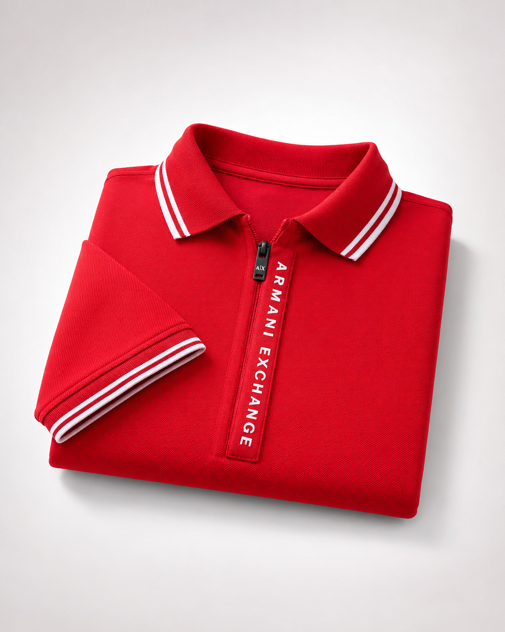 Men’s Red Zip-Placket Polo T-Shirt - view 6