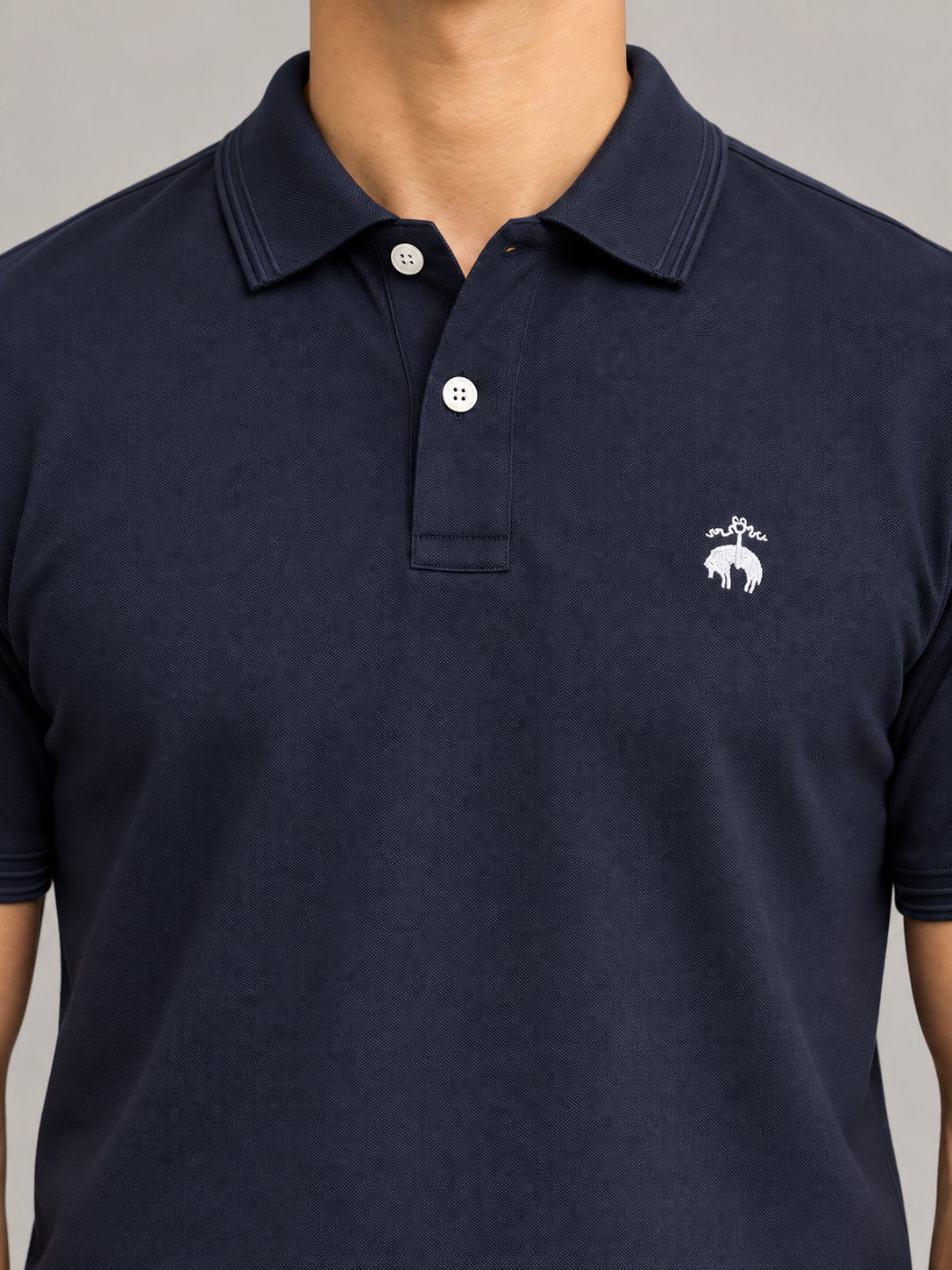 Dark Ink Navy White Animal Crest Polo - view 4