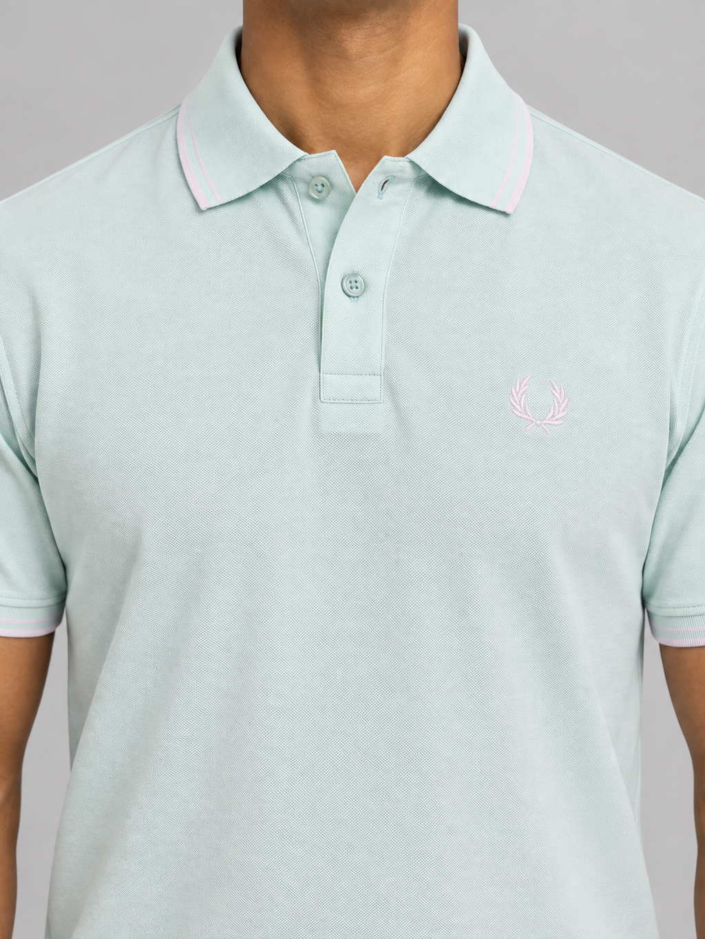 Pale Mint Polo With Pink Trim - view 4