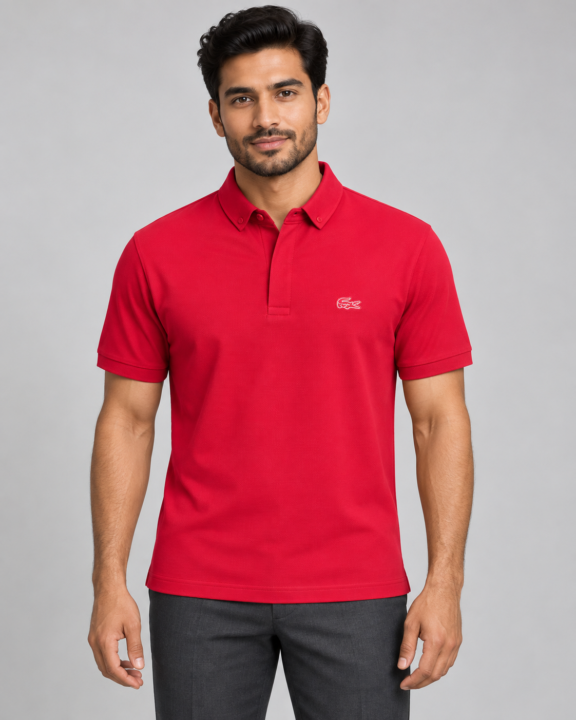 Red Outlined-Croc Polo Shirt - front view