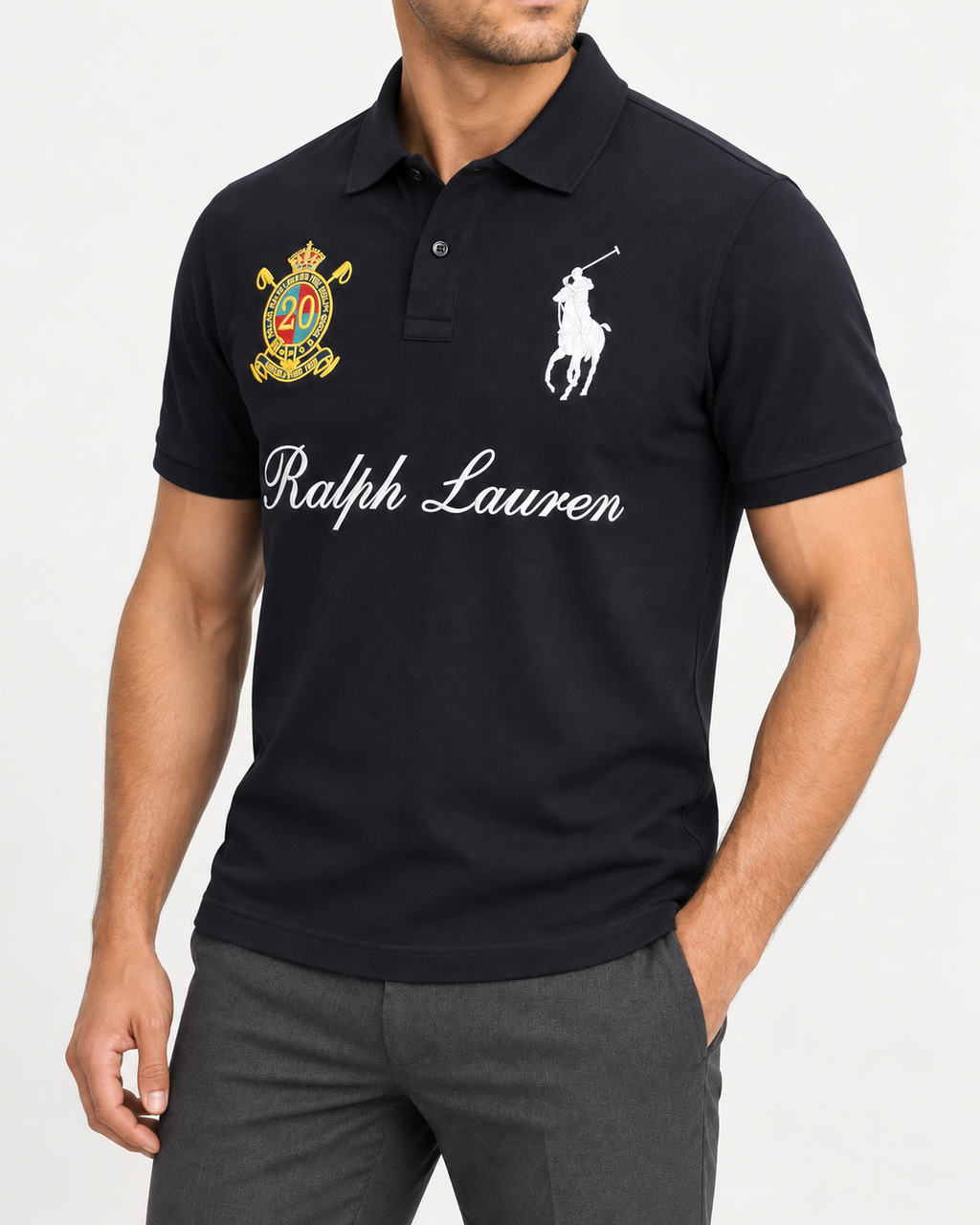 Black Three-Logo Polo Shirt - view 2