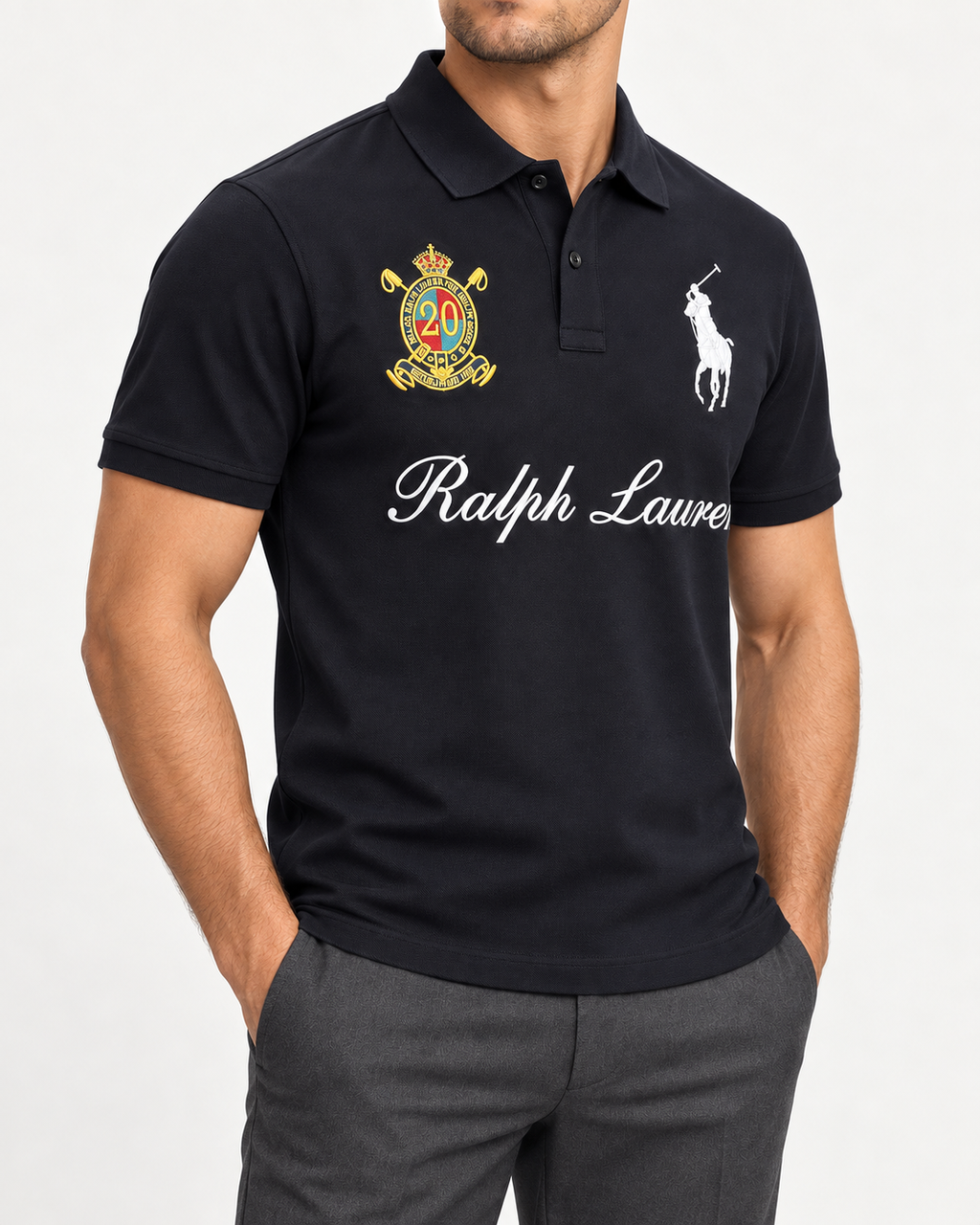 Black Three-Logo Polo Shirt - view 3
