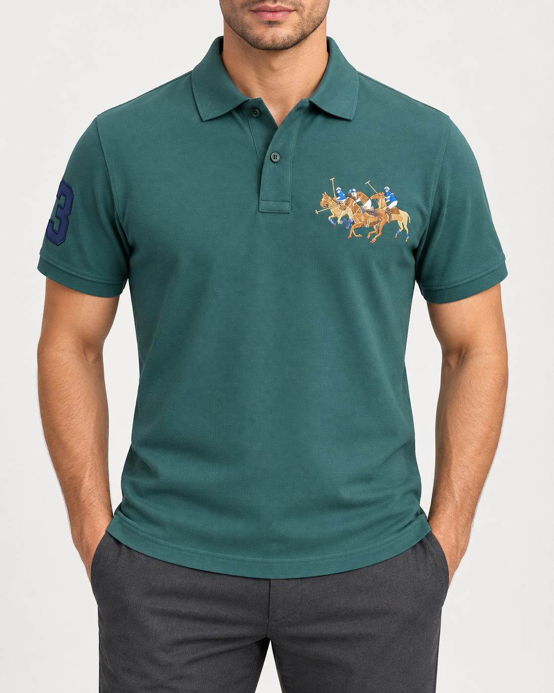 Forest-Green Big-Logo Polo Shirt - front view