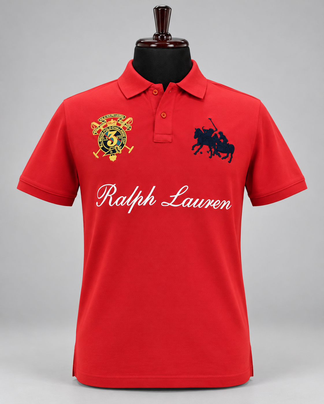 Red Three-Logo Polo Shirt - front view