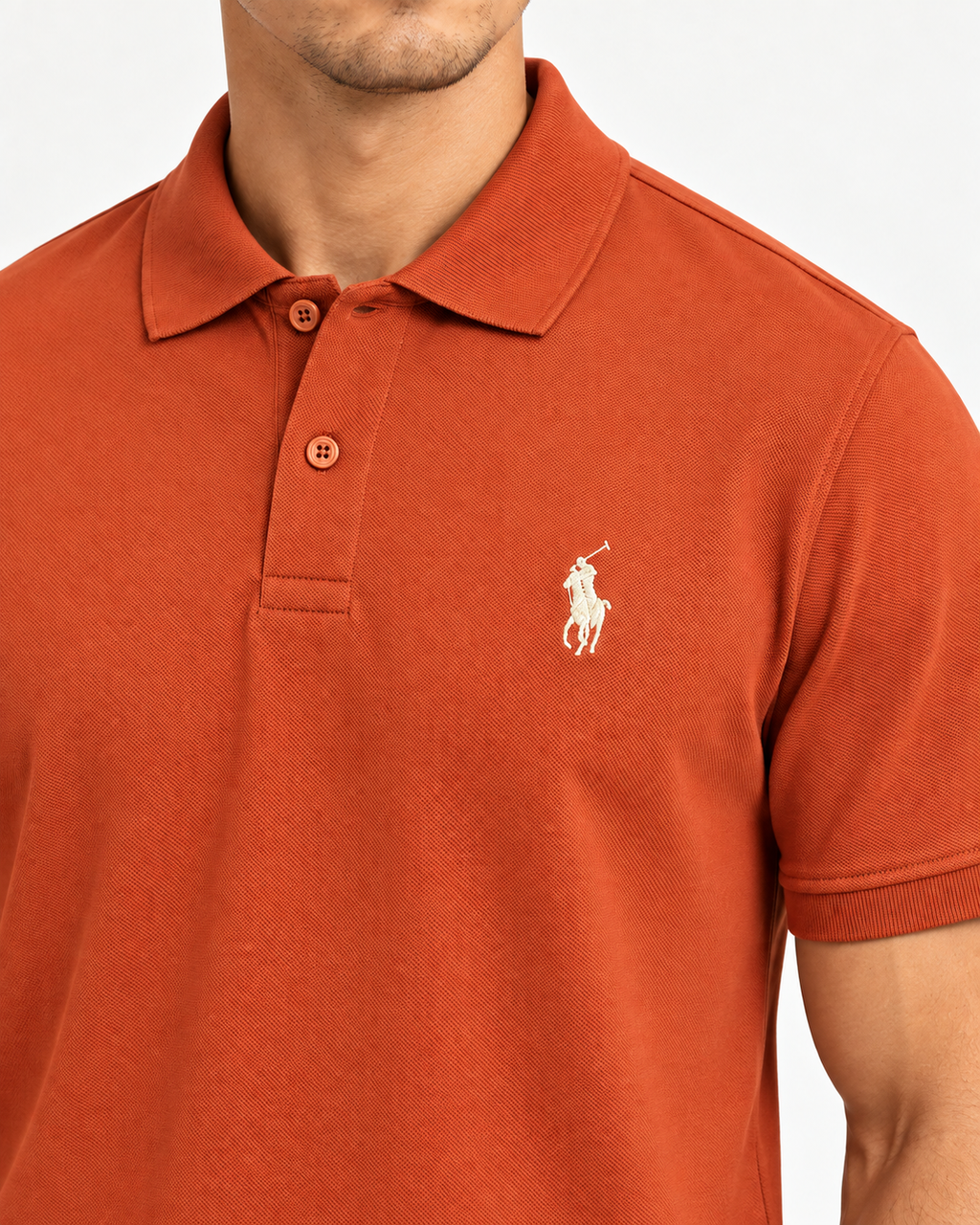 Rust-Orange Small-Pony Polo Shirt - view 4