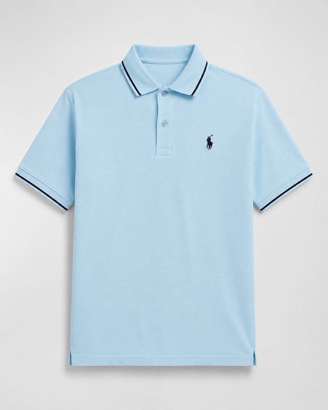 Men’s Sky Blue Tipped-Collar Polo T-Shirt - front view