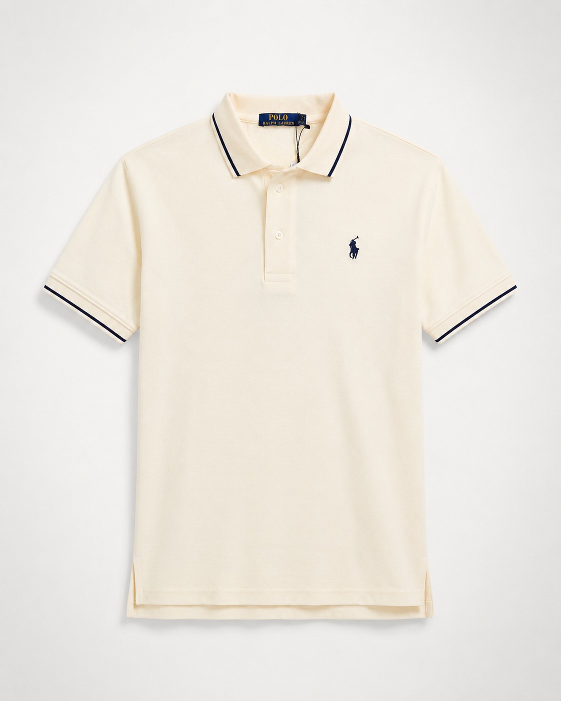 Men’s Cream Contrast-Trim Polo T-Shirt - front view
