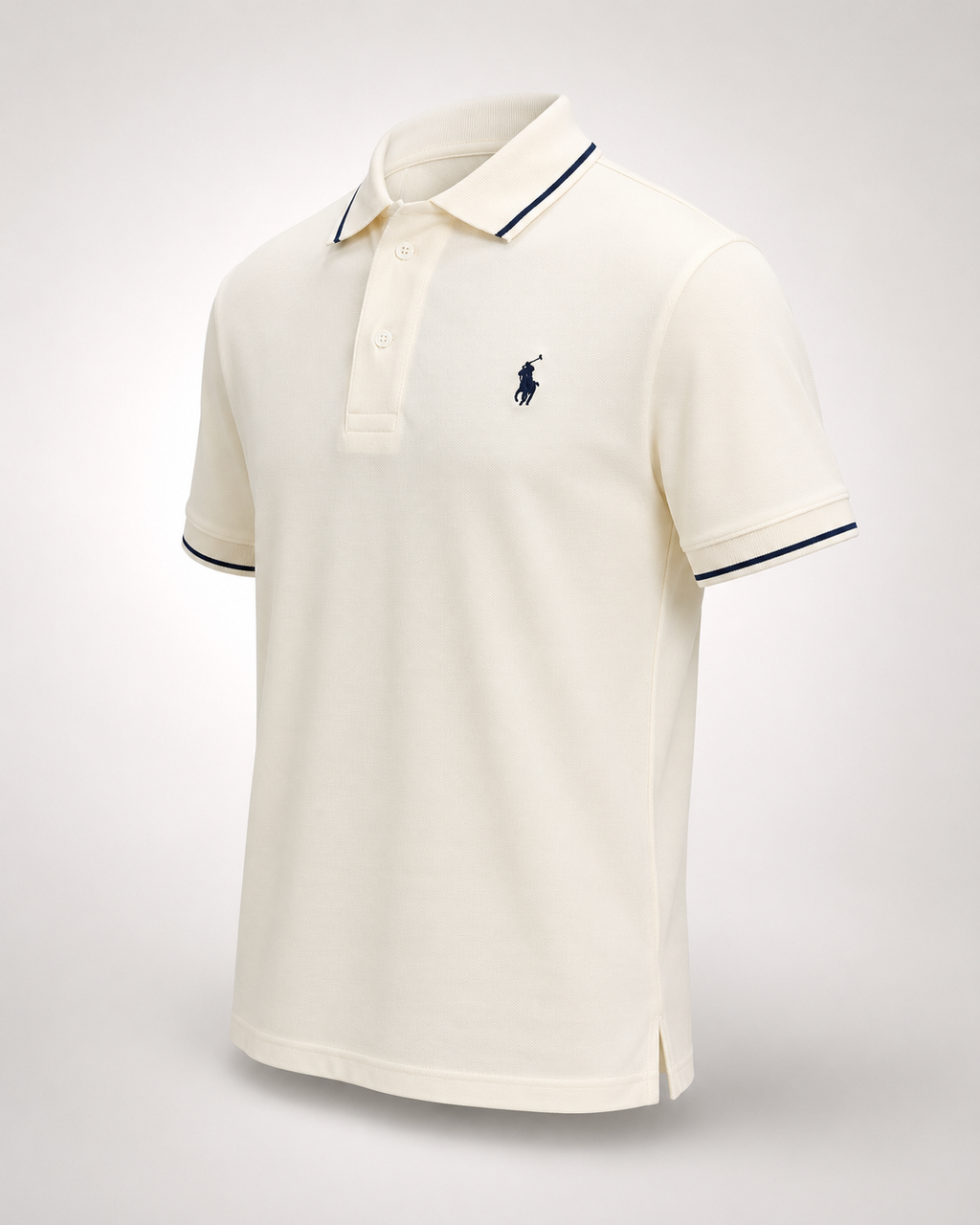 Men’s Cream Contrast-Trim Polo T-Shirt - view 2