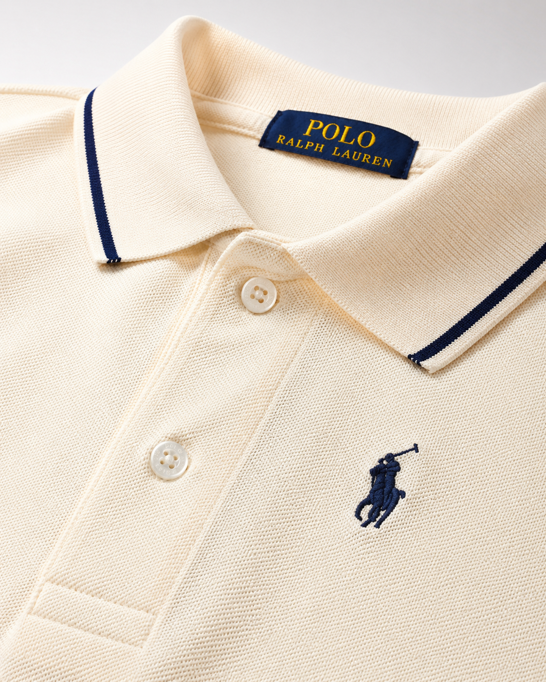 Men’s Cream Contrast-Trim Polo T-Shirt - view 4