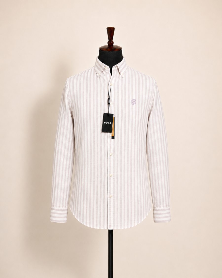 Men’s Blush Pink Striped Shirt - front view