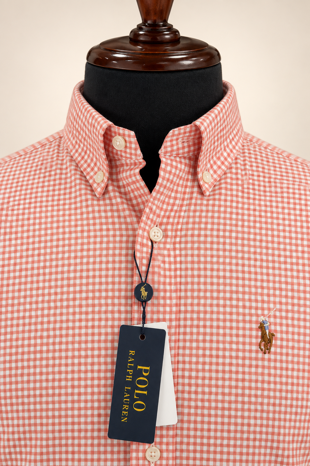 Men’s Coral & White Gingham Shirt - view 4