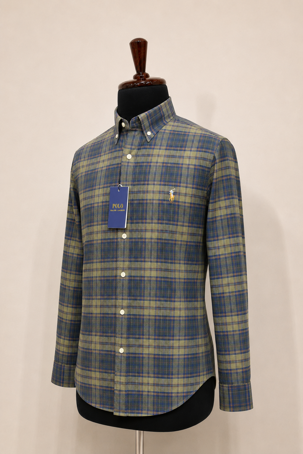 Men’s Olive and Navy Plaid Shirt - view 3