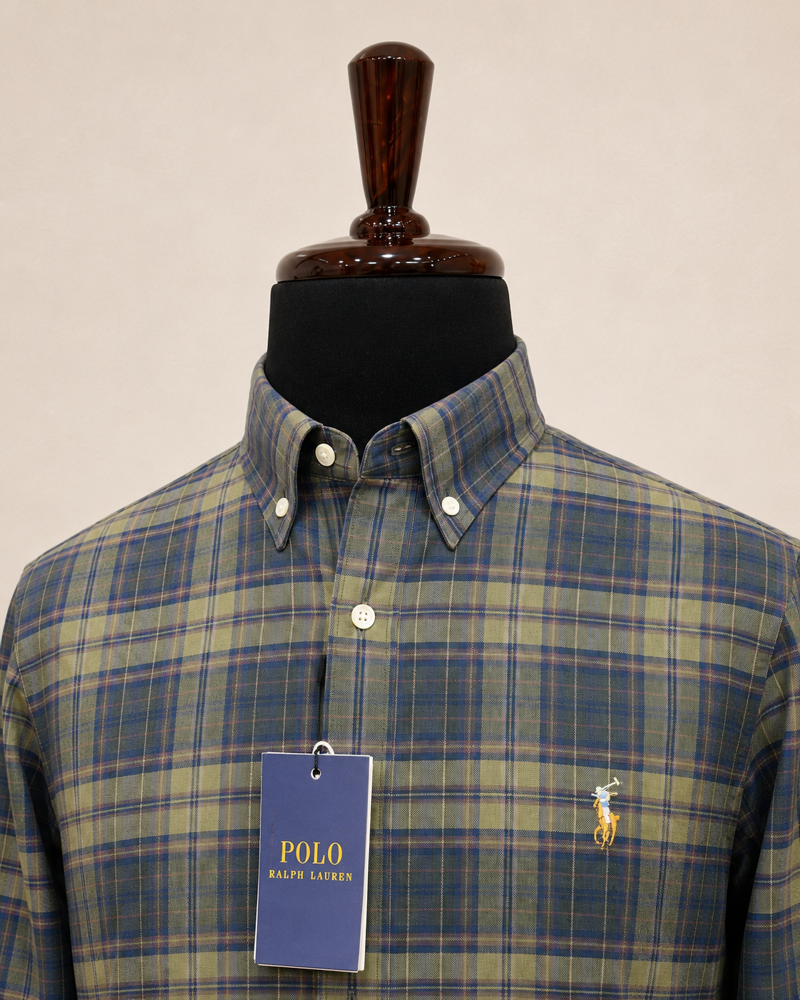 Men’s Olive and Navy Plaid Shirt - view 4