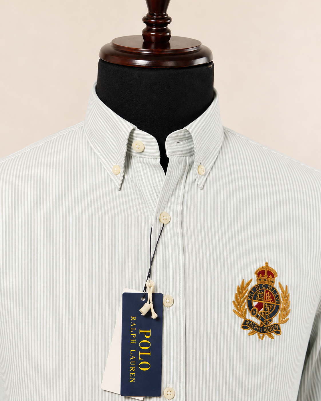 Men’s Light Grey Pinstripe Crest Shirt - view 4