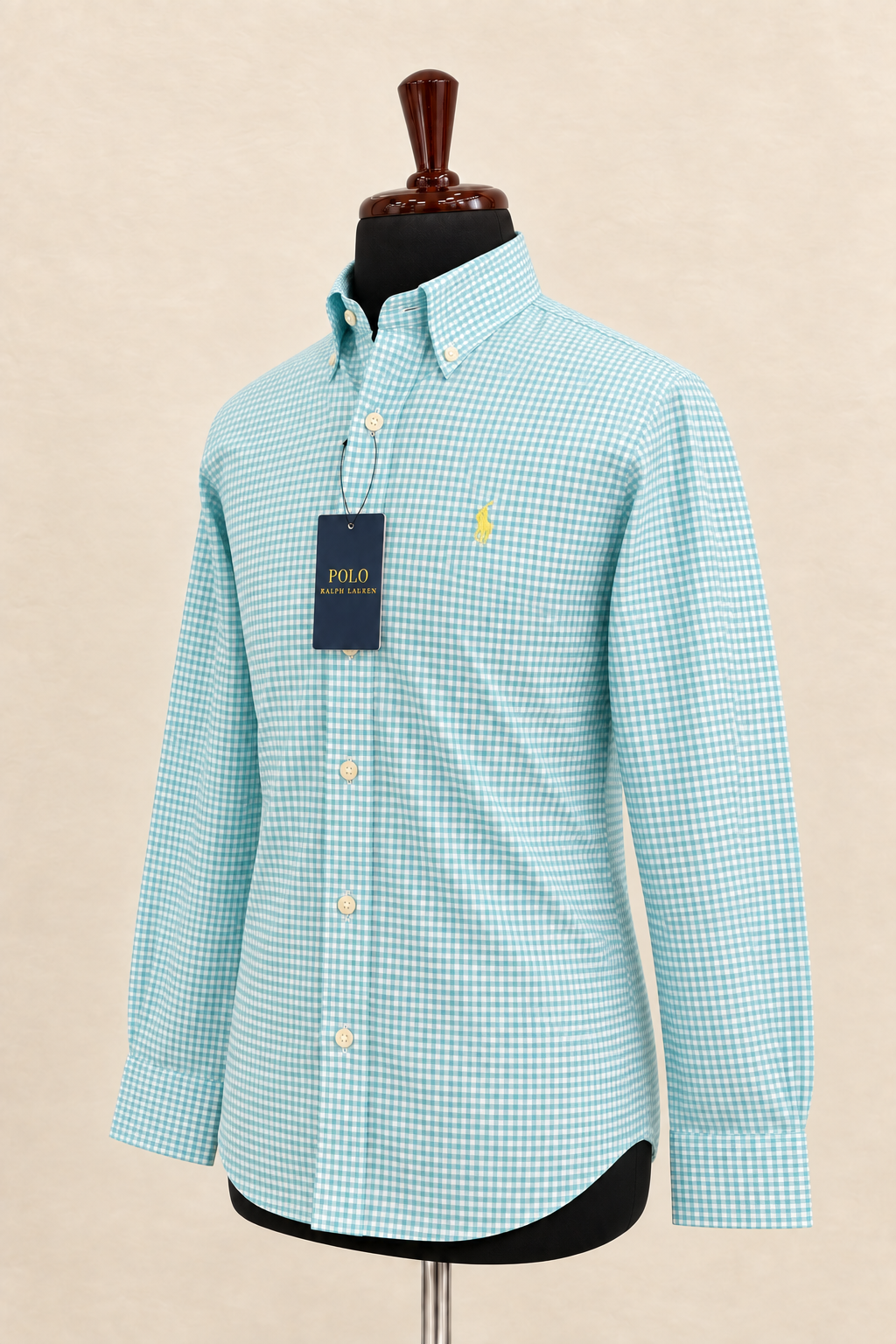 Men’s Aqua & White Gingham Shirt - view 2