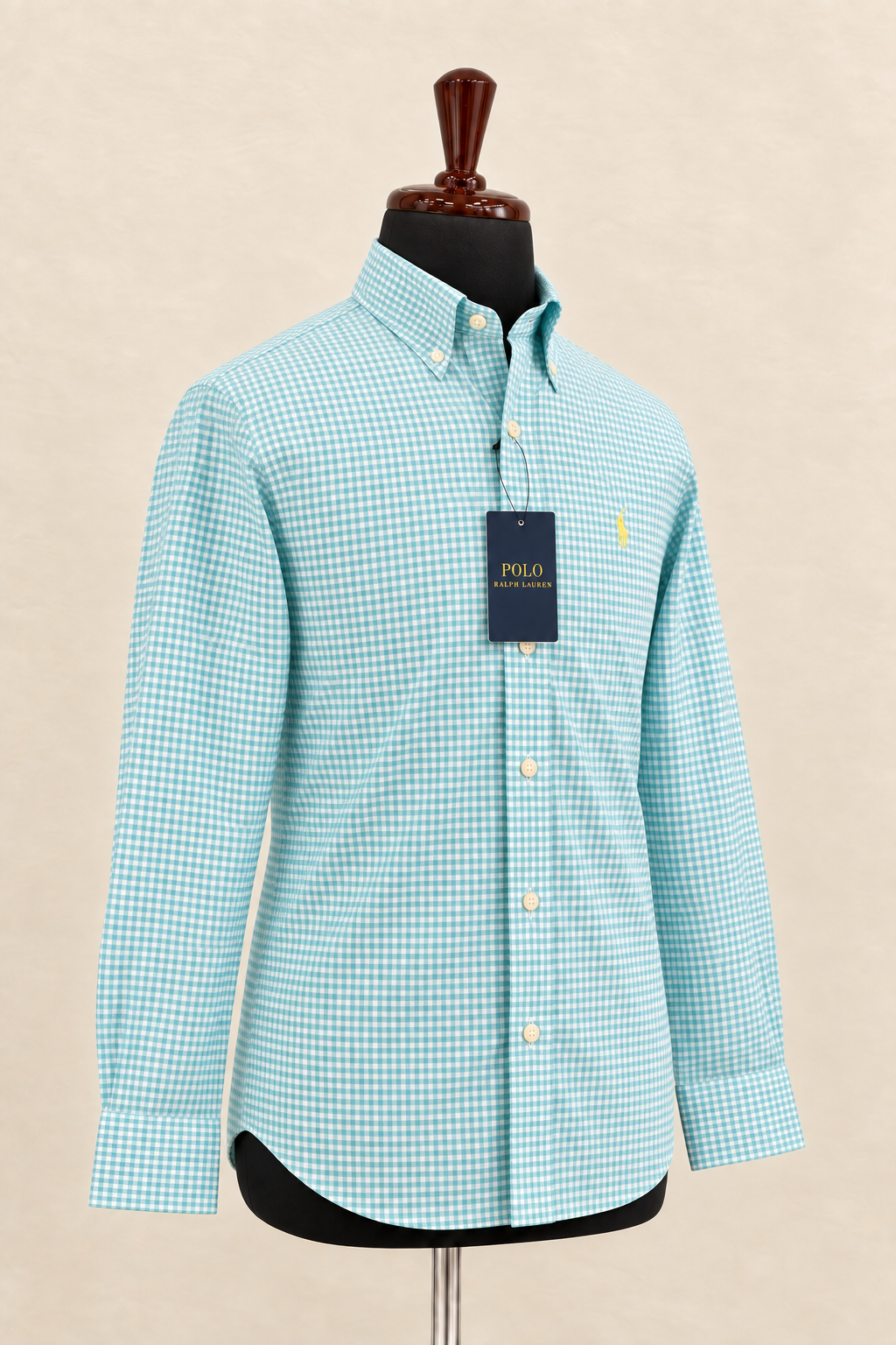 Men’s Aqua & White Gingham Shirt - view 3