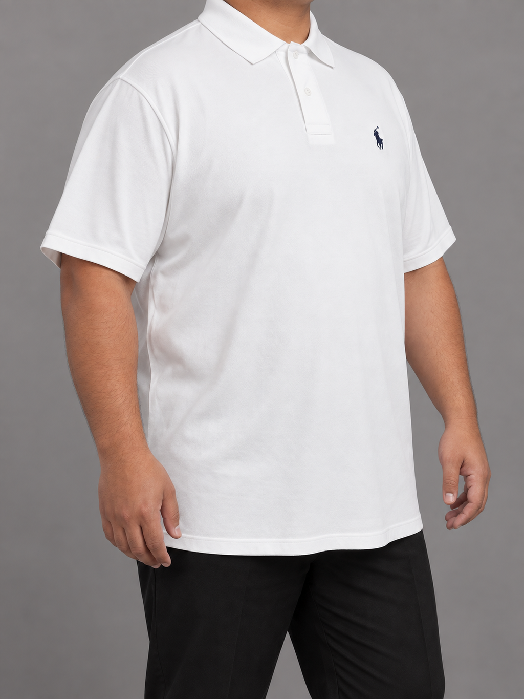 Oversized White Polo With Navy Rider Embroidery - view 2