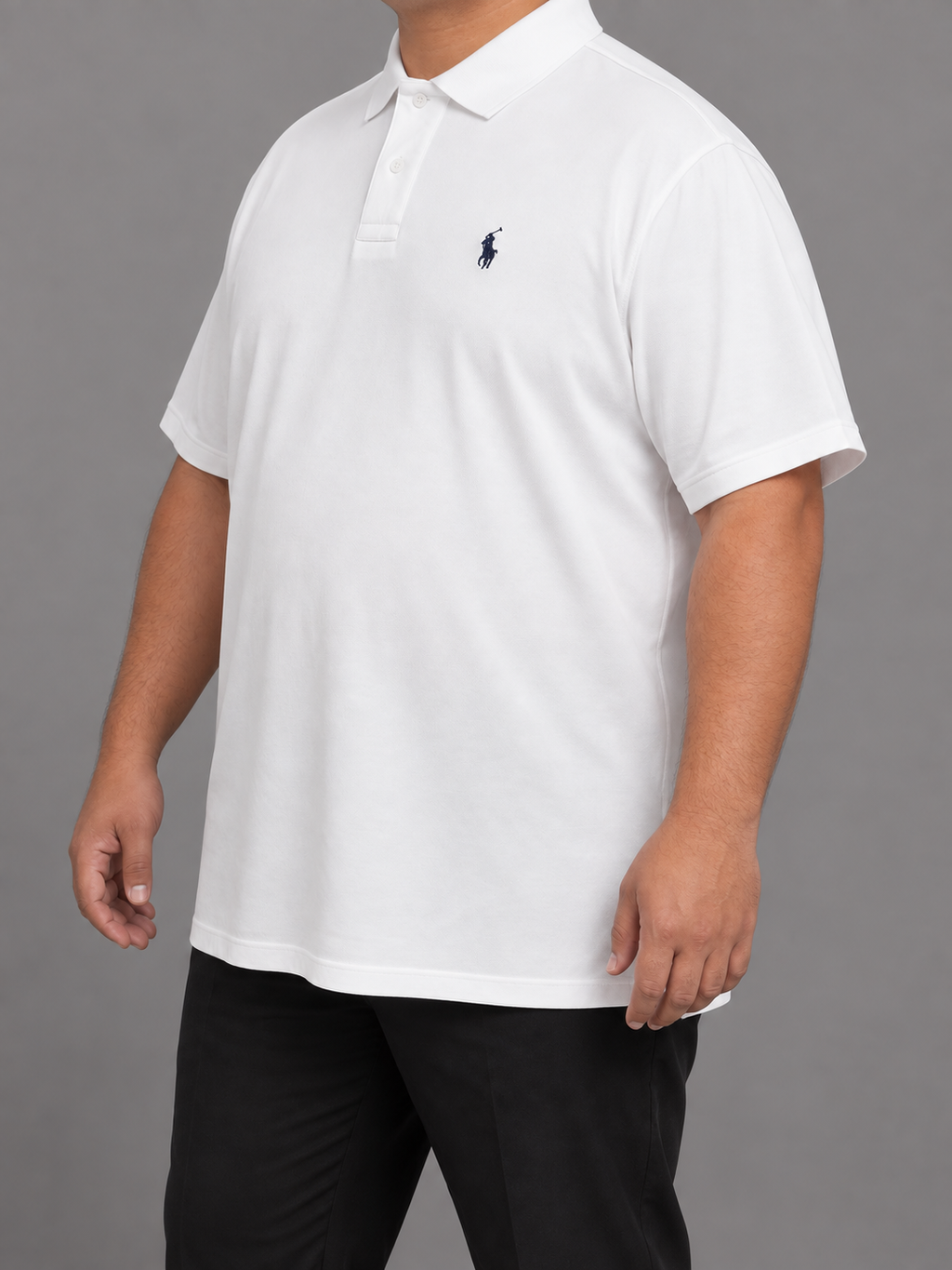 Oversized White Polo With Navy Rider Embroidery - view 3