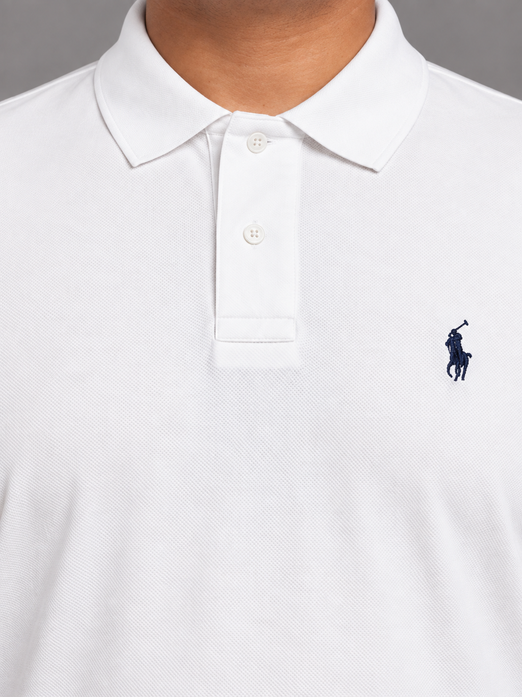 Oversized White Polo With Navy Rider Embroidery - view 4