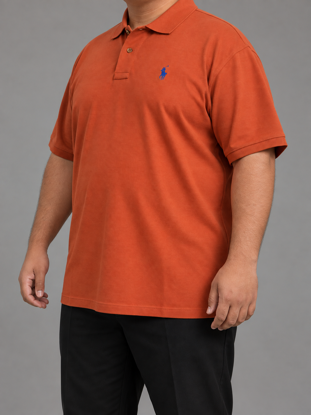 Oversized Burnt-Orange Polo With Royal-Blue Rider Embroidery - view 2