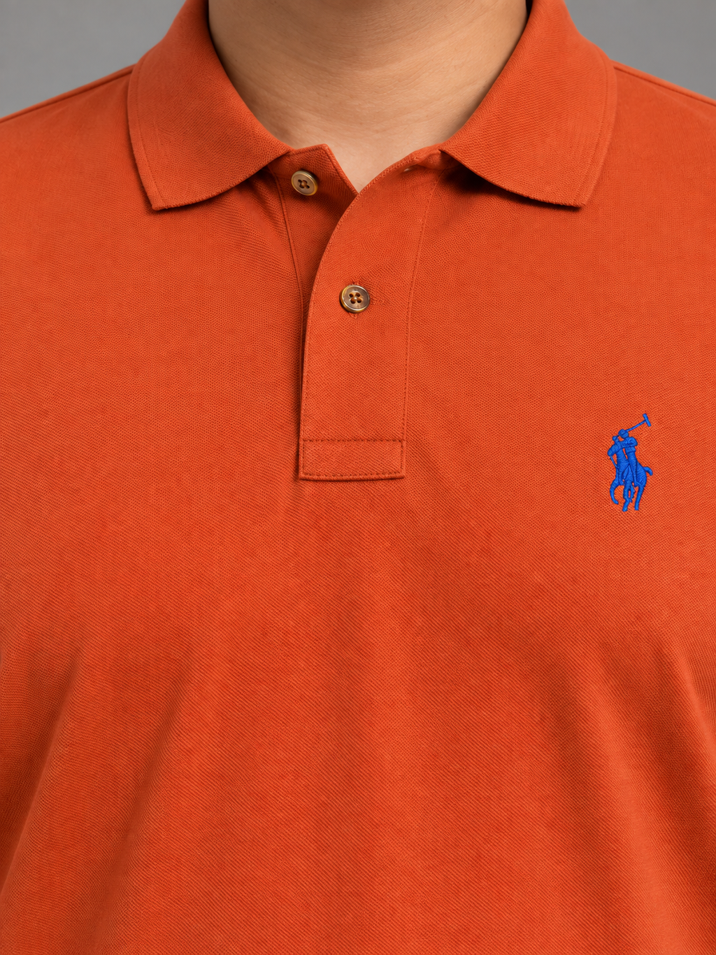 Oversized Burnt-Orange Polo With Royal-Blue Rider Embroidery - view 4