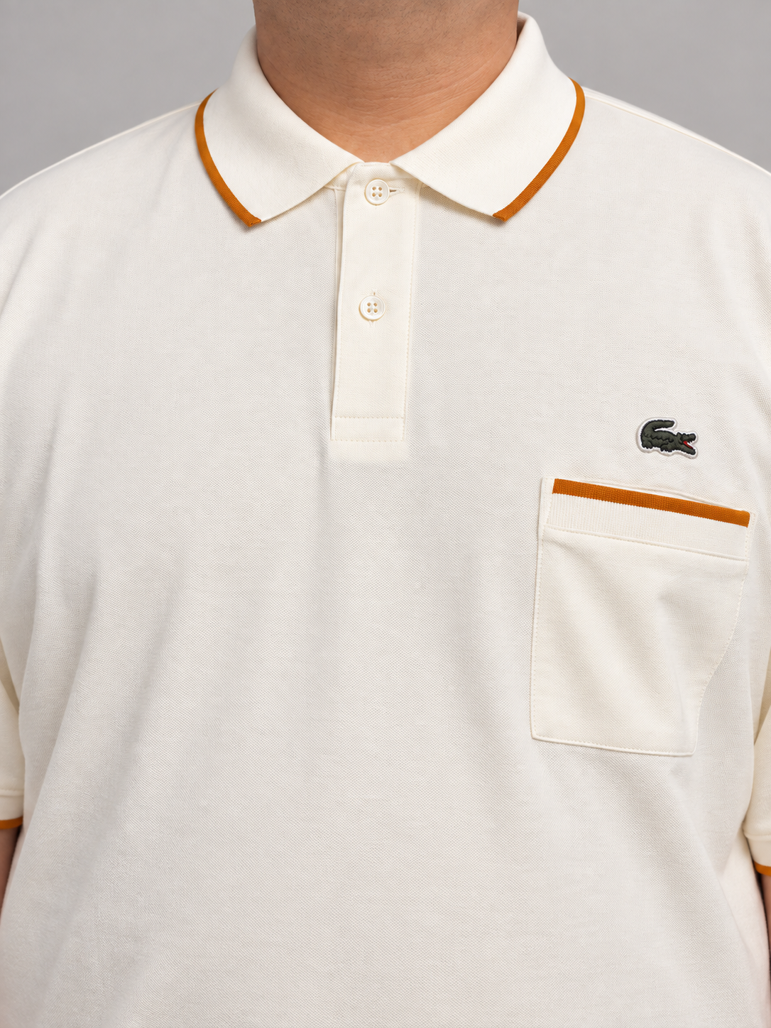 Oversized Cream Pocket Polo With Burnt-Orange Trim - view 4