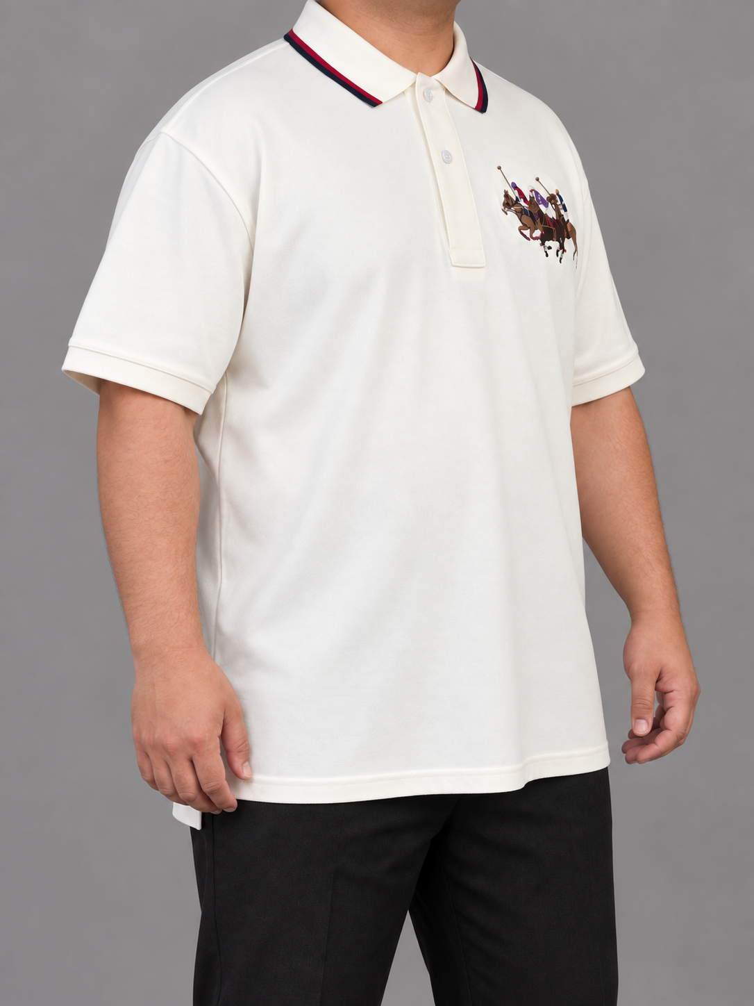 Oversized Ivory Polo With Three-Rider Embroidery - view 3