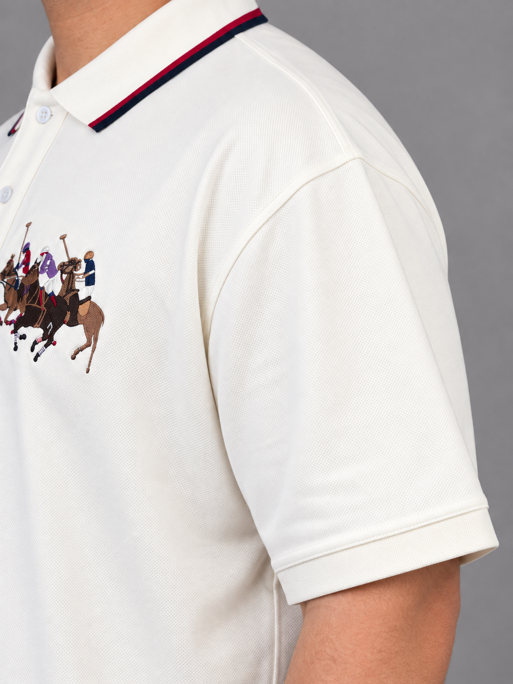 Oversized Ivory Polo With Three-Rider Embroidery - view 5