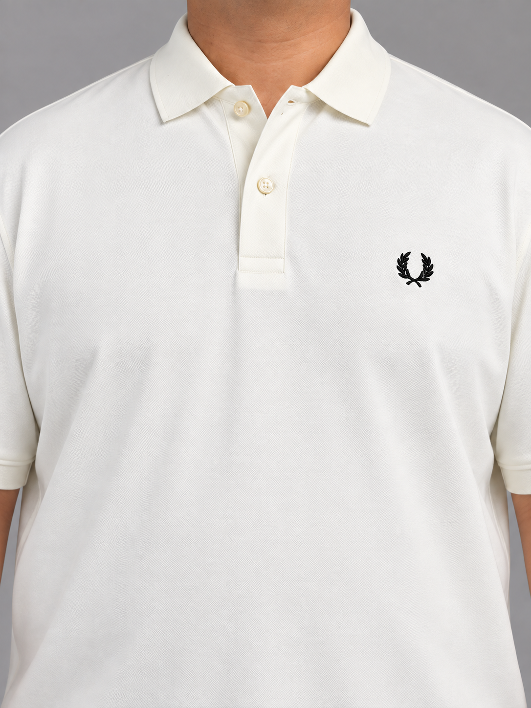 Oversized Ivory Polo With Black Laurel Embroidery - view 4
