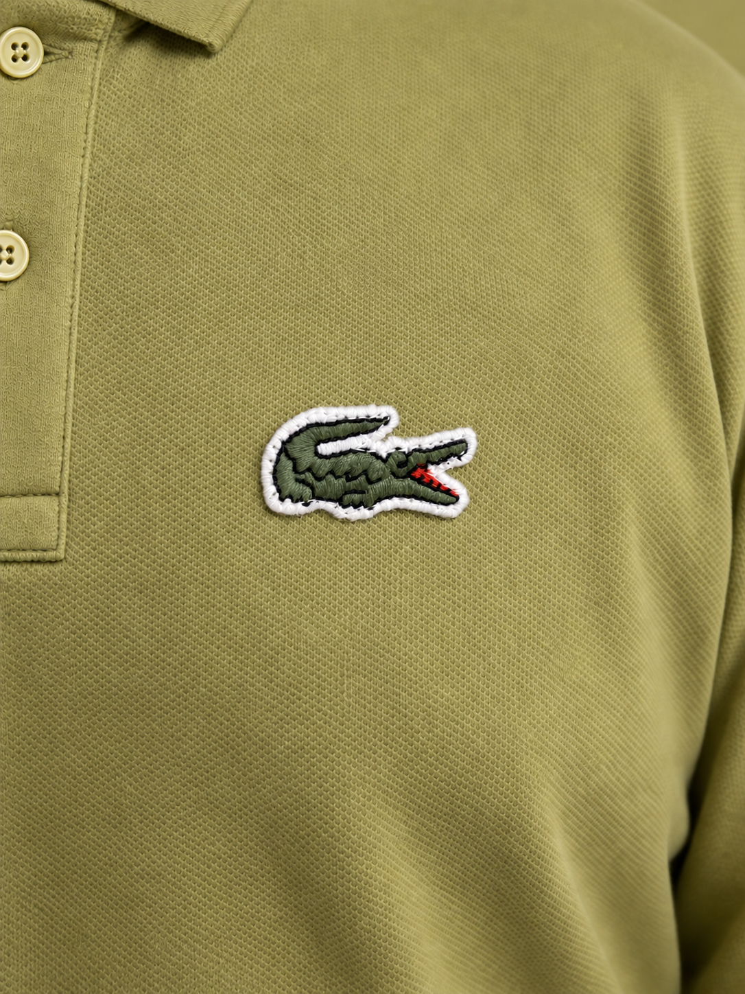 Oversized Olive Crocodile Patch Polo - view 5